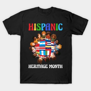 Hispanic Heritage Month Latino Countries Flags Kids T-Shirt